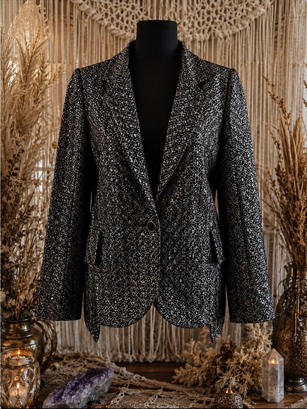 Yoanna Barashi size 6 black and silver blazer NWT